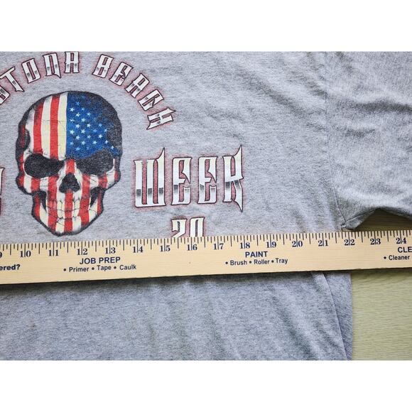 T-SHIRT-DAYTONA BEACH BIKE WEEK 2020-Flag Skull-Gray-MEN'S XL - Picture 10 of 12